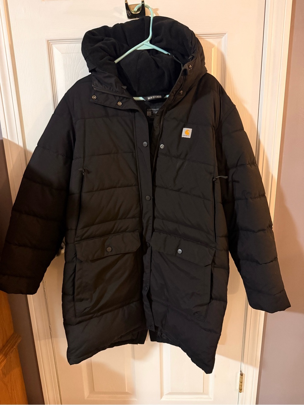 Carhartt Kids Black Hooded Puffer Coat